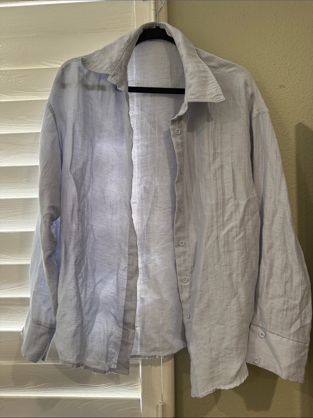 Light Gray Women's Button-Up Linen Shirt